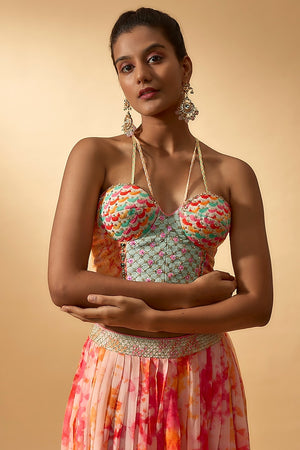 Multi Colored Pure Georgette Tie-Dye Pant Set image 4