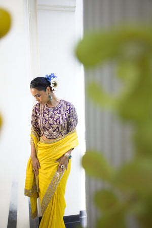 Yellow Gota Work Saree image 5