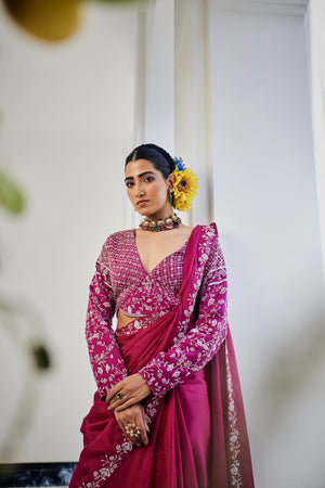 Magenta Katdana Saree image 5