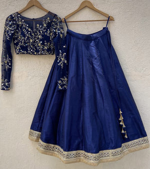 Midnight Blue Mirror Lehenga Set image 4