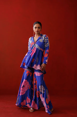Blue Ruffle Blazer Set - Custom image