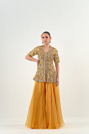 M FLARED PANT EMBROIDERED PEPLUM TOP image 2