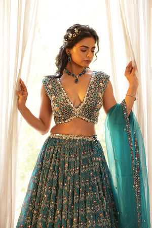 Embroidered Chiffon Lehenga image 14
