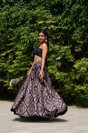 Navy Blue Kaya Printed Lehenga Set image 5