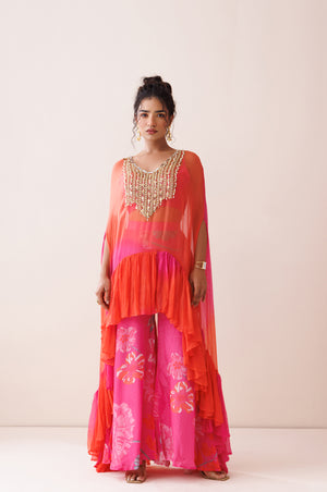 Pink and Orange Ombre Cape Set image 2
