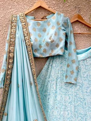 Blue Lucknowi Lehenga image 3