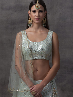 Glacier Blue Lehenga with Mirror Work Blouse image 2