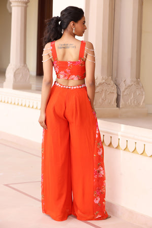 Printed Chiffon Flare Pant Set image 9