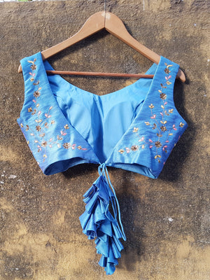 Powder Blue Raw Silk Lehenga image 2