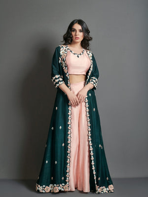 Green And Peach Sharara Set - Custom image