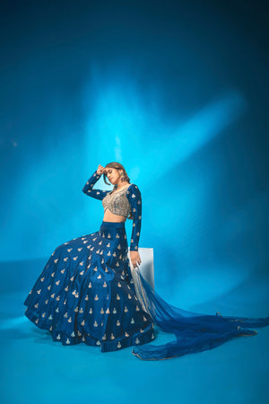 Navy Blue Lehenga Set image 5