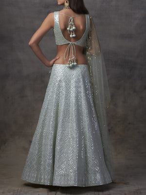 Glacier Blue Lehenga with Mirror Work Blouse image 1