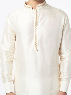 Cream Silk Kurta Set image 1