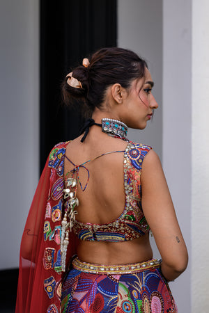 Iris Highlighted Lehenga Paidawn With Highlighted Blouse And Highlighted Applique Dupatta image 4
