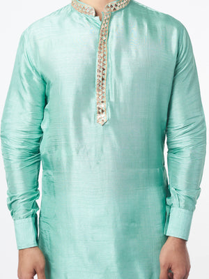 Sea Green Silk Kurta Set image 1