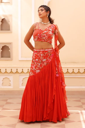 Georgette crepe lehenga image 2
