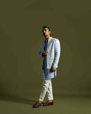 Ice Blue Achkan Set image 3