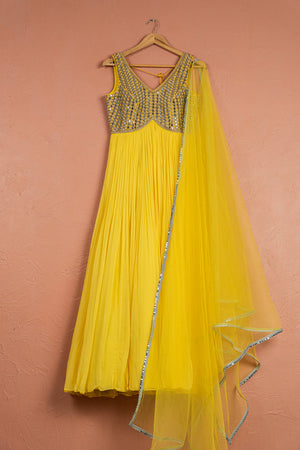 Lemon Yellow Anarkali Set - Custom image