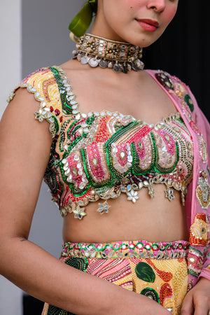 Flora Highlighted Lehenga Paidawn With Highlighted Blouse And Highlighted Applique Dupatta image 1