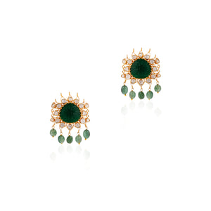 Emerald Green Bead And White Stone Choker Set image 3