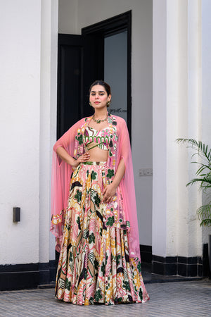 Flora Metallic Highlighted Lehenga Paidawn With Metallic Highlighted Blouse And Highlighted Applique Dupatta image 1