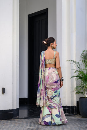 Eden Highlighted Saree Paidwan with Hand Embroidered Blouse image 3