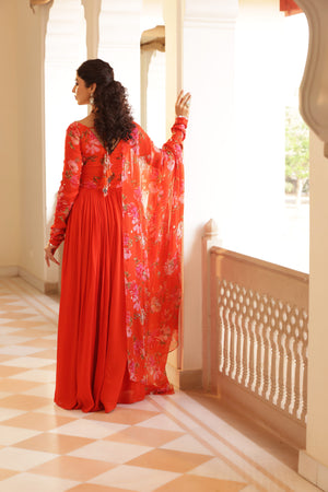 Georgette Crepe Double Neck Anarkali image 5