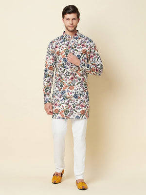Floral Linen Kurta - L image