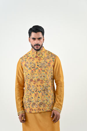 MARIGOLD HIGHLIGHTED BUNDI WITH KURTA SET image 3