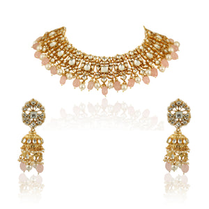 White And Pink Beaded Necklace Set image 6