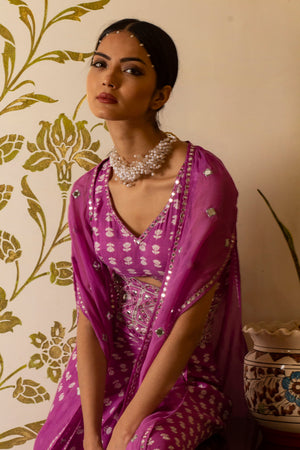 Purple Lotus Print Dress image 5