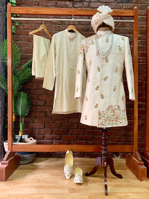 Swan Embroidered Sherwani Set image 6