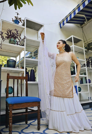 White and Gold Sharara Set image 2