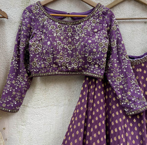 Aubergine and Nude Lehenga Set image 1