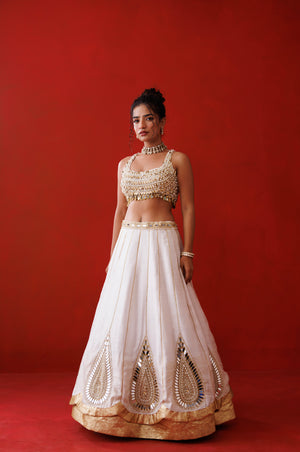 Ivory Mirror Gaze Lehenga Set - Custom image
