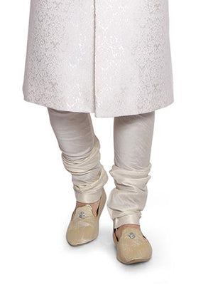 White Sherwani Set with Red Embroidered image 2