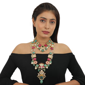 Multicolour Layered Traditional Necklace Set image 1