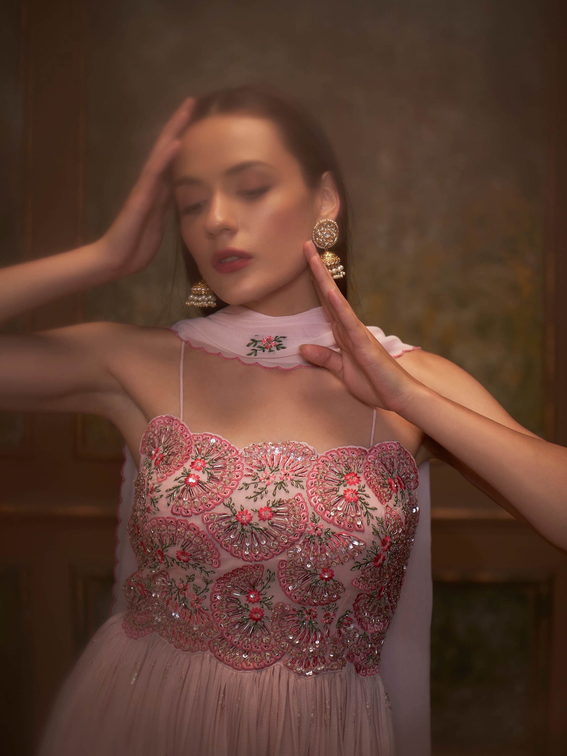 Pink Floral Short Anarkali Set image 1