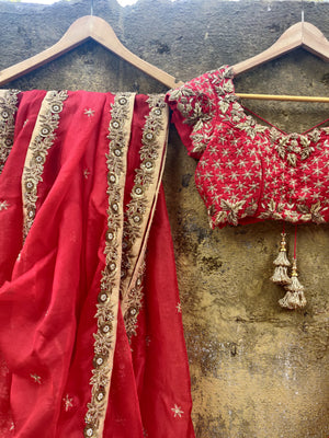 Red Bridal Lehenga Set image 2
