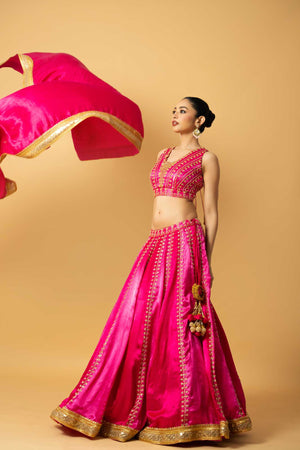 Pink Ombré Modal Satin Lehenga (Copy) image 3