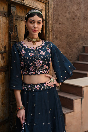 Blue Embellished Lehenga Set image 4