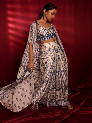 Dhoti Skirt Set In Moroccan Print image 2