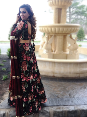 Black Sequins Lehenga Set With Tassel Dupatta image 1