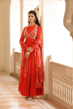 Georgette Crepe Double Neck Anarkali image 6