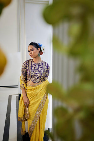 Yellow Gota Work Saree image 6