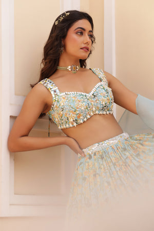 Three Tier Embroidered Lehenga image 13
