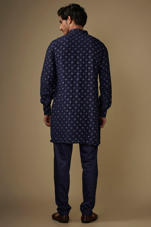 Navy Blue Embroiderd Kurta Set image 3