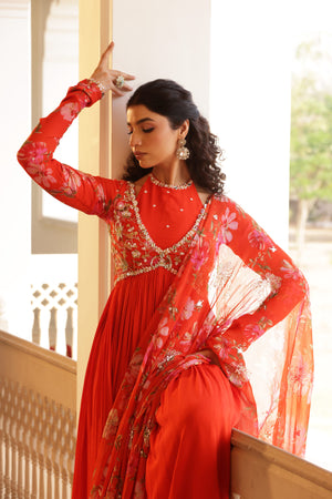 Georgette Crepe Double Neck Anarkali image 18