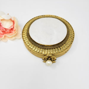 Round Gold and Mother of Pearl Clutch image 4