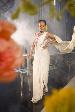 Cream Drape Pick-Up Skirt image 4